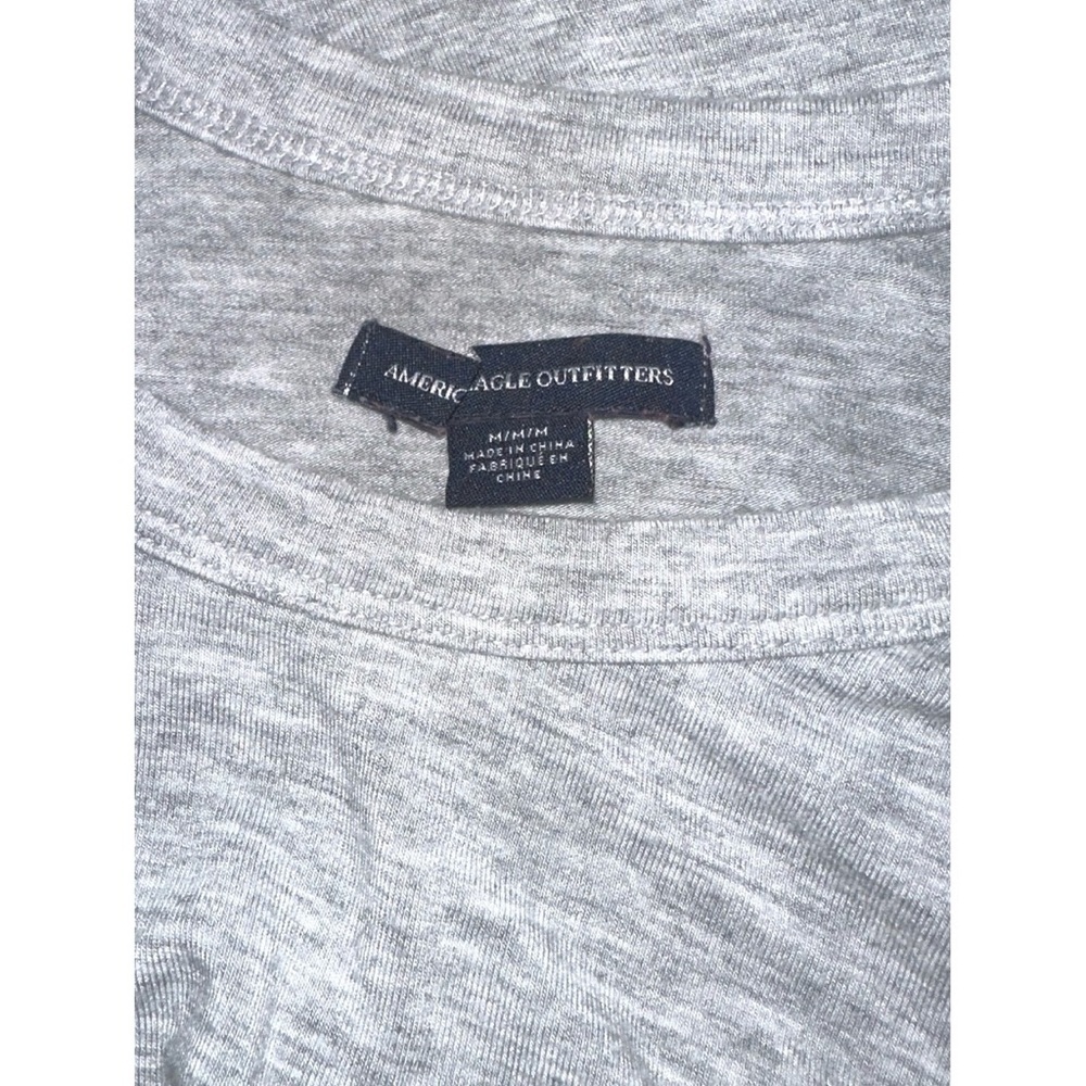 American Eagle Heather gray cold-shoulder swing dress featuring long sleeves - Picture 5 of 6